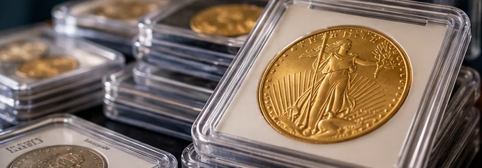 Coins preserved in protective holders